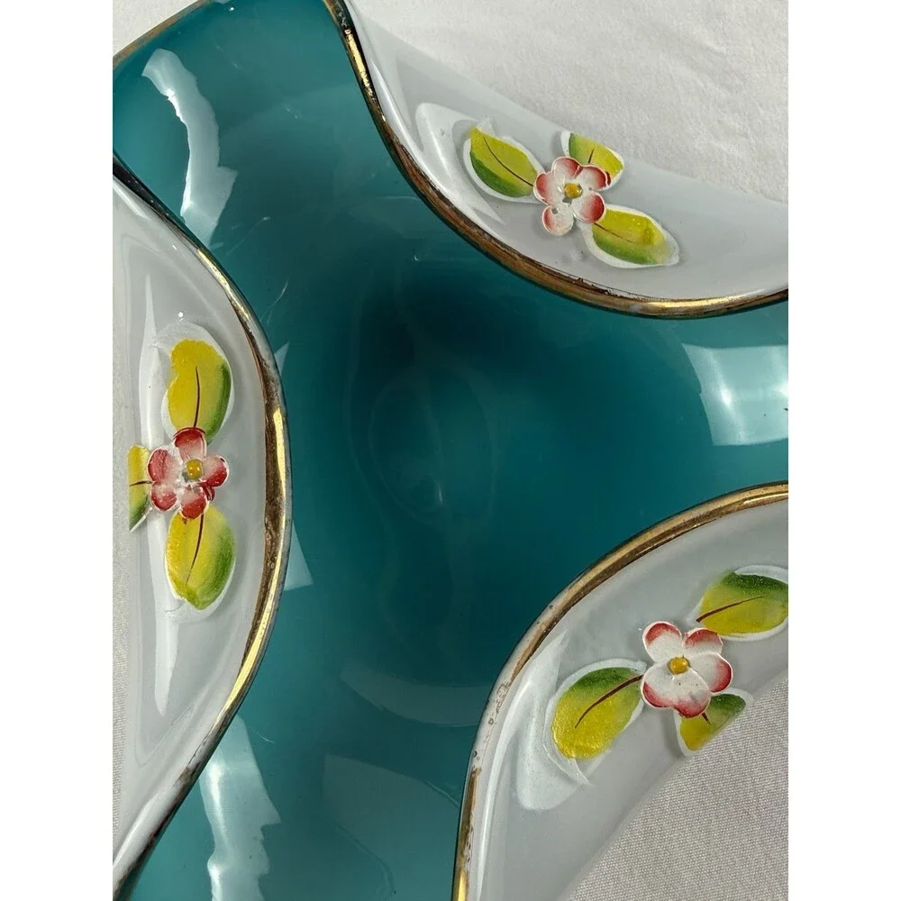 vintage MCM murano glass ashtray handpainted no chips or cracks